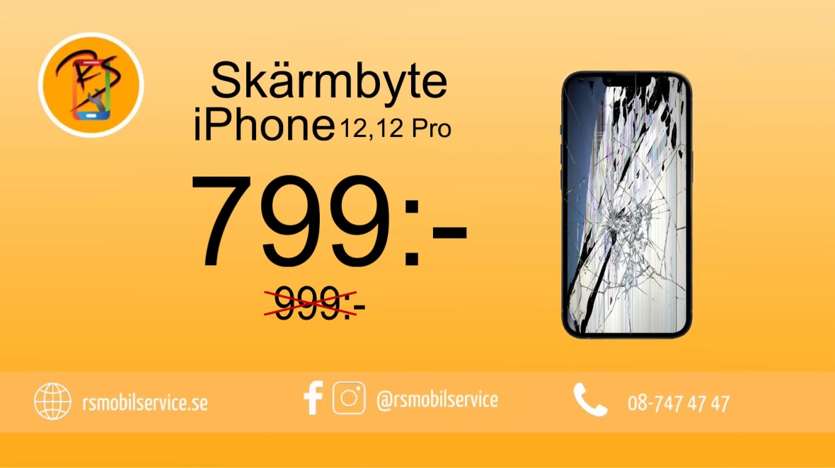 iPhone 12 och 12 Pro Skärmbyte incell 799kr